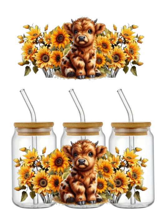 Sunflower Highland Cow Brown