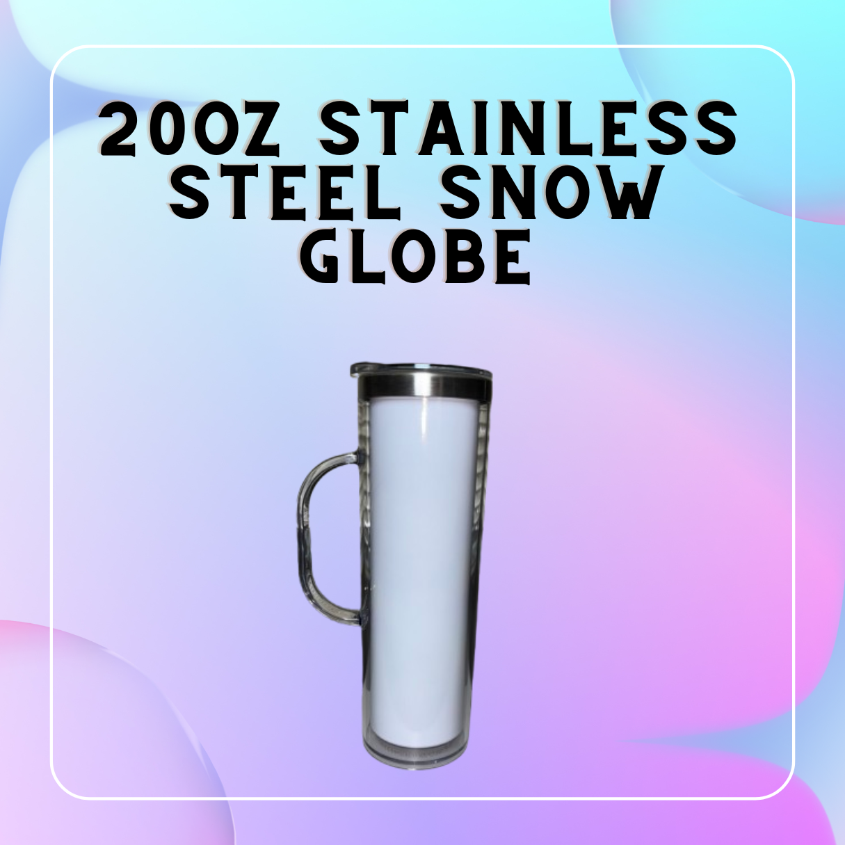 20oz Glitter Stainless Steel Snow Globe w Handle