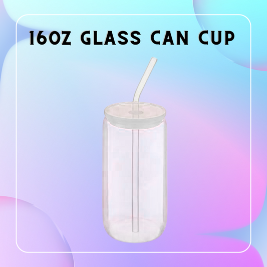 16oz Glass Cup (shimmer/clear)