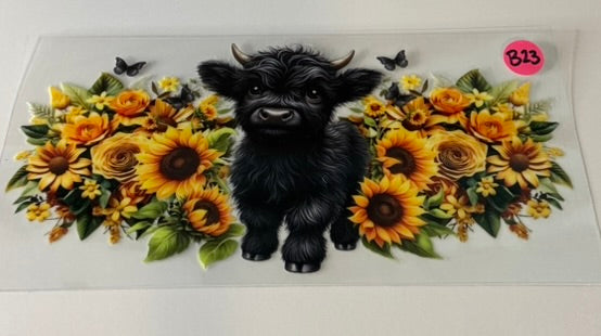 B23 - Black Cow and Sunflowers