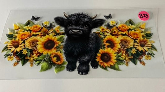 B23 - Black Cow and Sunflowers