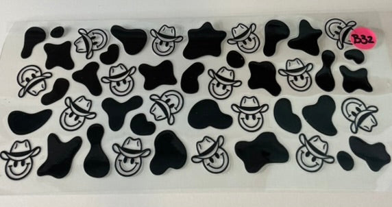 B32 - Smiley Face Cow Print