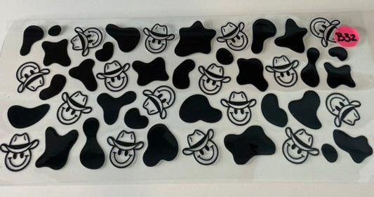 B32 - Smiley Face Cow Print