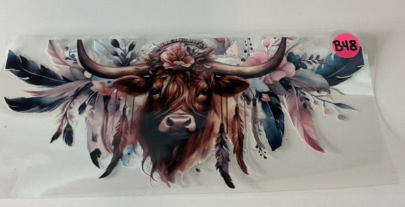 B48 - Highland Cow and Feathers